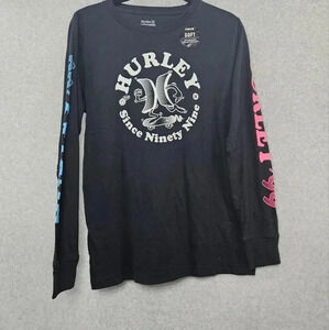 Hurley‎ Long Sleeve Graphic Tee Youth Boys Black Size Lg